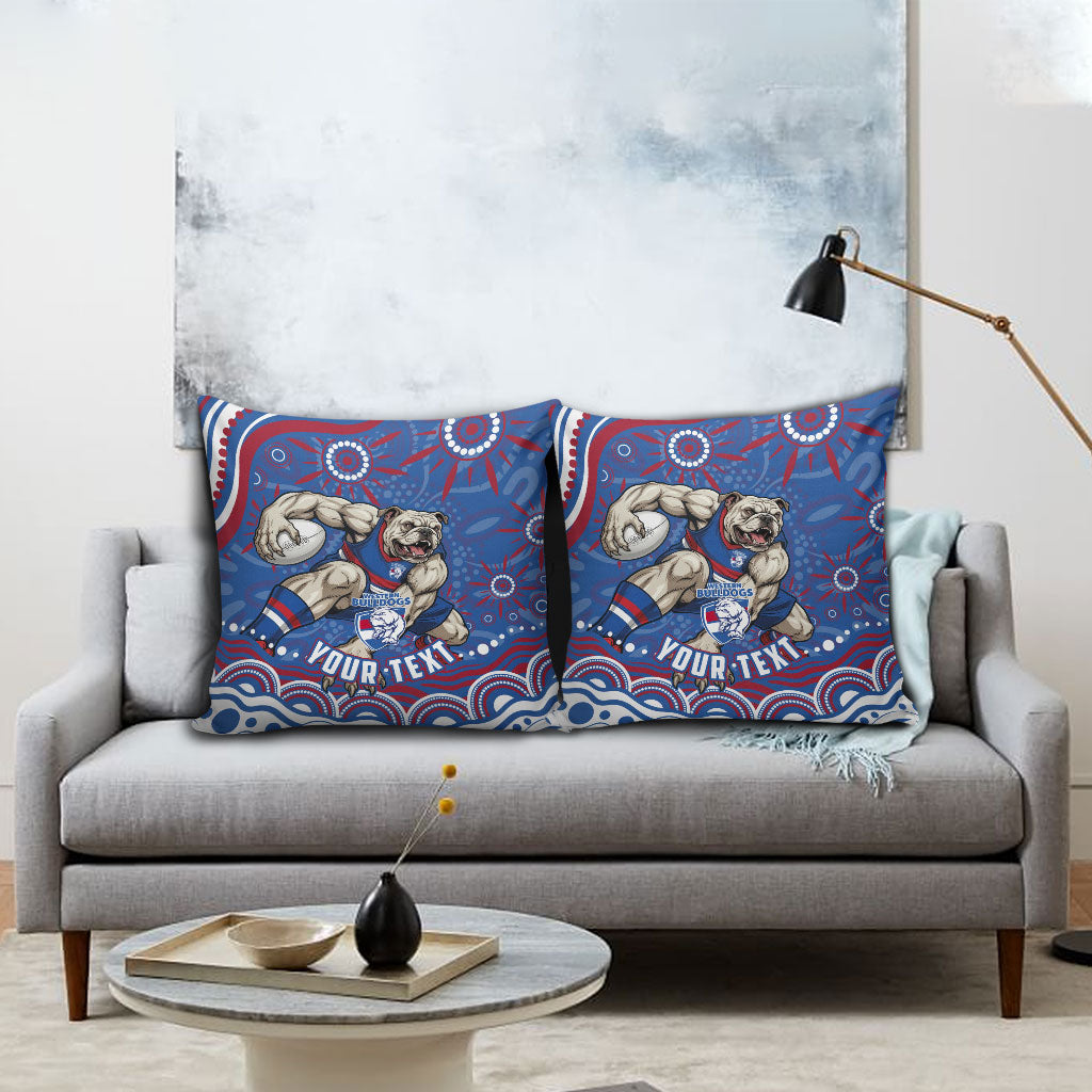 Personalized Western Bulldogs Football Mascot Pillow Cover Aboriginal Dot Art - Dreamtime Football Mascot