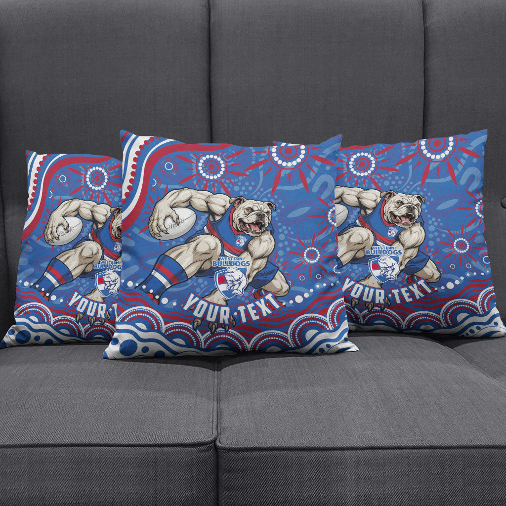 Personalized Western Bulldogs Football Mascot Pillow Cover Aboriginal Dot Art - Dreamtime Football Mascot