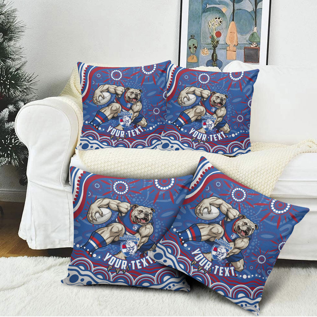 Personalized Western Bulldogs Football Mascot Pillow Cover Aboriginal Dot Art - Dreamtime Football Mascot