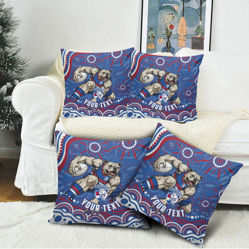 Personalized Western Bulldogs Football Mascot Pillow Cover Aboriginal Dot Art - Dreamtime Football Mascot