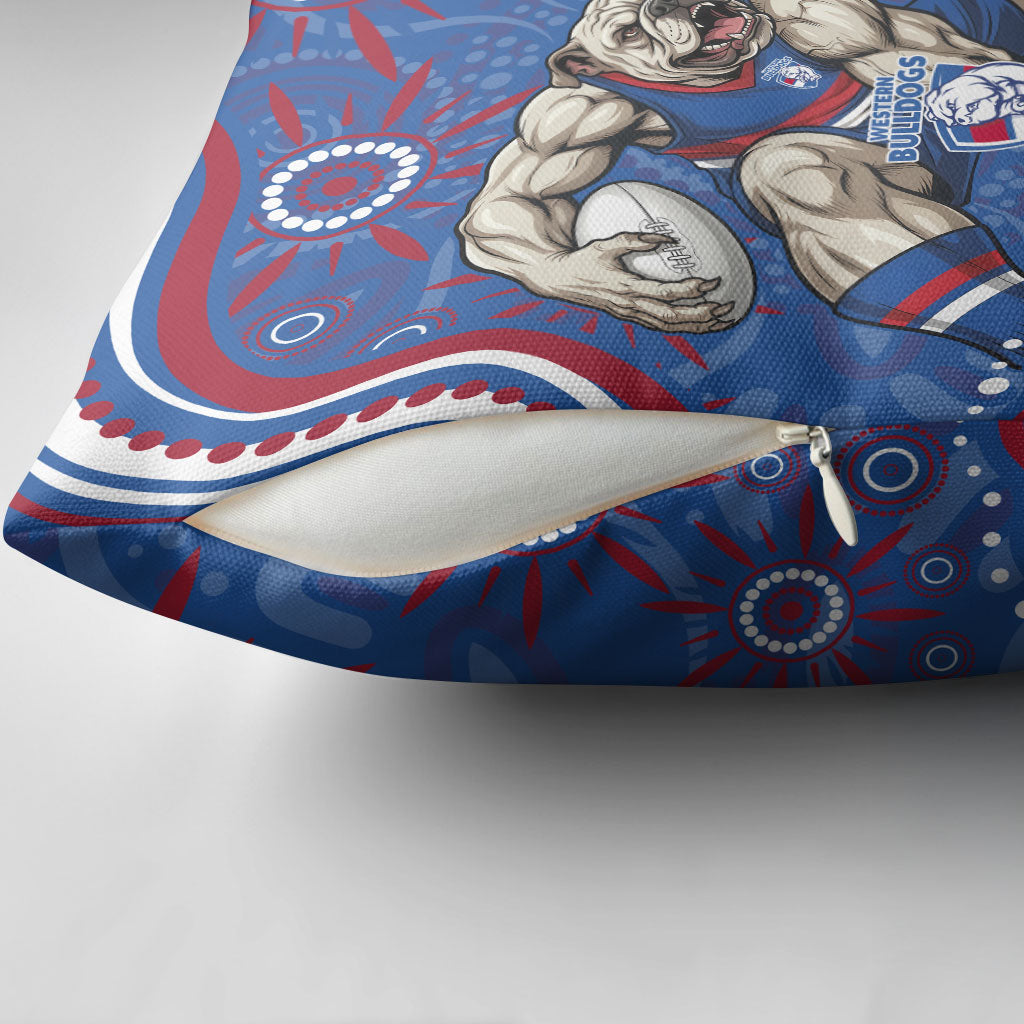 Personalized Western Bulldogs Football Mascot Pillow Cover Aboriginal Dot Art - Dreamtime Football Mascot