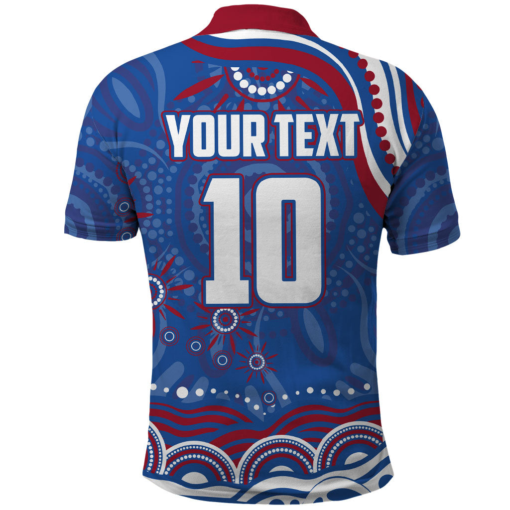 Personalized Western Bulldogs Football Mascot Polo Shirt Aboriginal Dot Art - Dreamtime Football Mascot