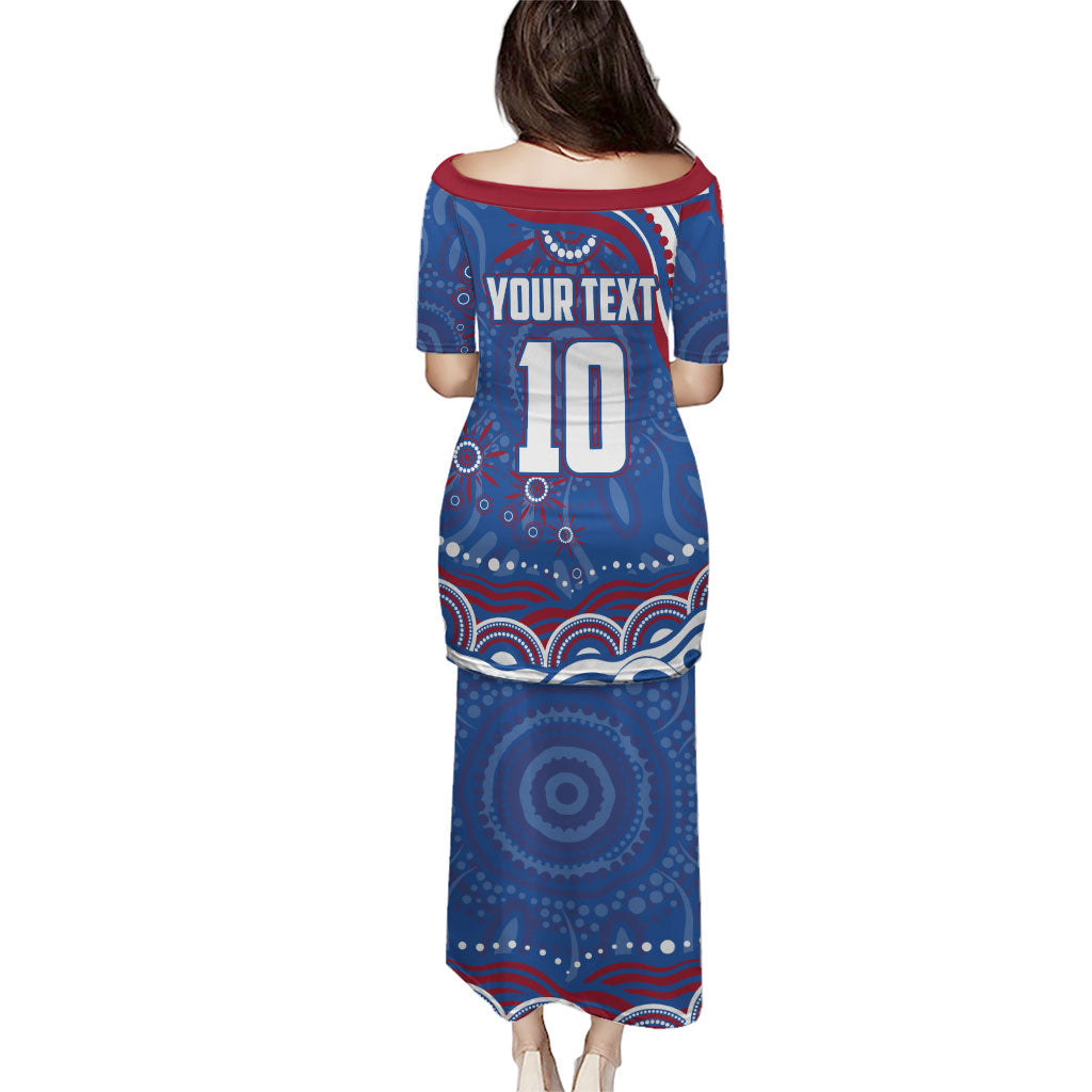 Personalized Western Bulldogs Football Mascot Puletasi Aboriginal Dot Art - Dreamtime Football Mascot