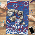 Personalized Western Bulldogs Football Mascot Puzzle Aboriginal Dot Art - Dreamtime Football Mascot