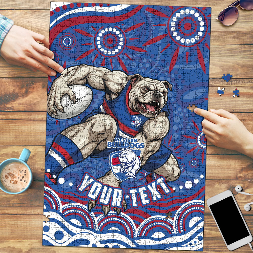 Personalized Western Bulldogs Football Mascot Puzzle Aboriginal Dot Art - Dreamtime Football Mascot