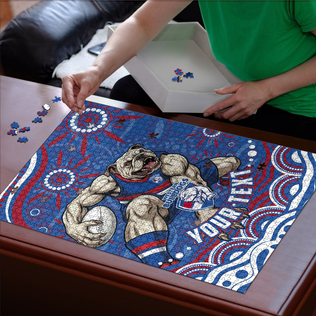 Personalized Western Bulldogs Football Mascot Puzzle Aboriginal Dot Art - Dreamtime Football Mascot