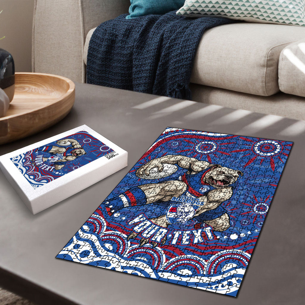 Personalized Western Bulldogs Football Mascot Puzzle Aboriginal Dot Art - Dreamtime Football Mascot
