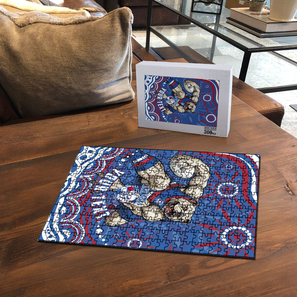 Personalized Western Bulldogs Football Mascot Puzzle Aboriginal Dot Art - Dreamtime Football Mascot