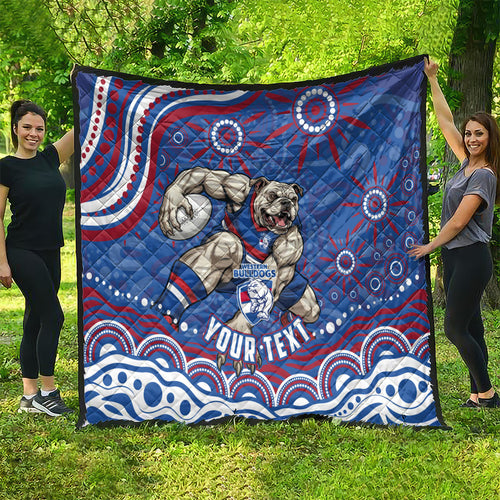 Personalized Western Bulldogs Football Mascot Quilt Aboriginal Dot Art - Dreamtime Football Mascot