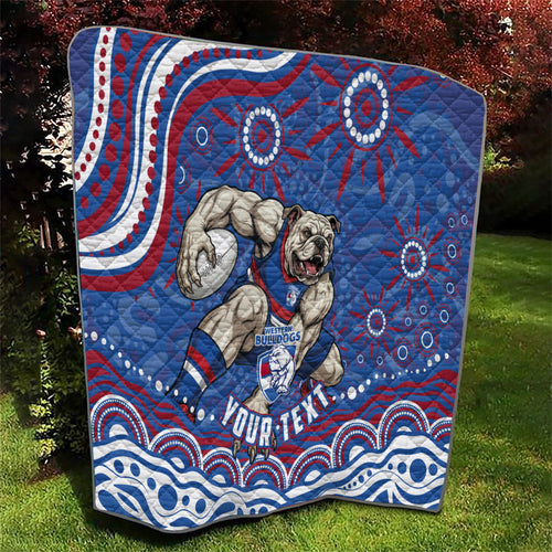 Personalized Western Bulldogs Football Mascot Quilt Aboriginal Dot Art - Dreamtime Football Mascot