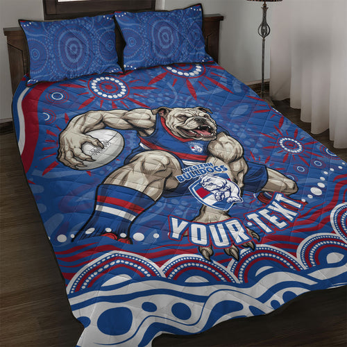 Personalized Western Bulldogs Football Mascot Quilt Bed Set Aboriginal Dot Art - Dreamtime Football Mascot