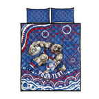 Personalized Western Bulldogs Football Mascot Quilt Bed Set Aboriginal Dot Art - Dreamtime Football Mascot