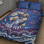 Personalized Western Bulldogs Football Mascot Quilt Bed Set Aboriginal Dot Art - Dreamtime Football Mascot