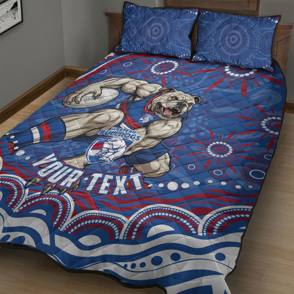 Personalized Western Bulldogs Football Mascot Quilt Bed Set Aboriginal Dot Art - Dreamtime Football Mascot