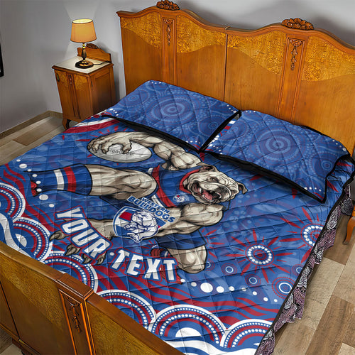 Personalized Western Bulldogs Football Mascot Quilt Bed Set Aboriginal Dot Art - Dreamtime Football Mascot