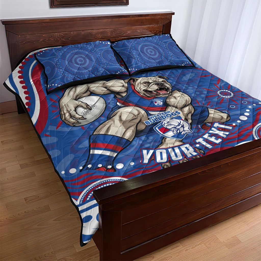 Personalized Western Bulldogs Football Mascot Quilt Bed Set Aboriginal Dot Art - Dreamtime Football Mascot