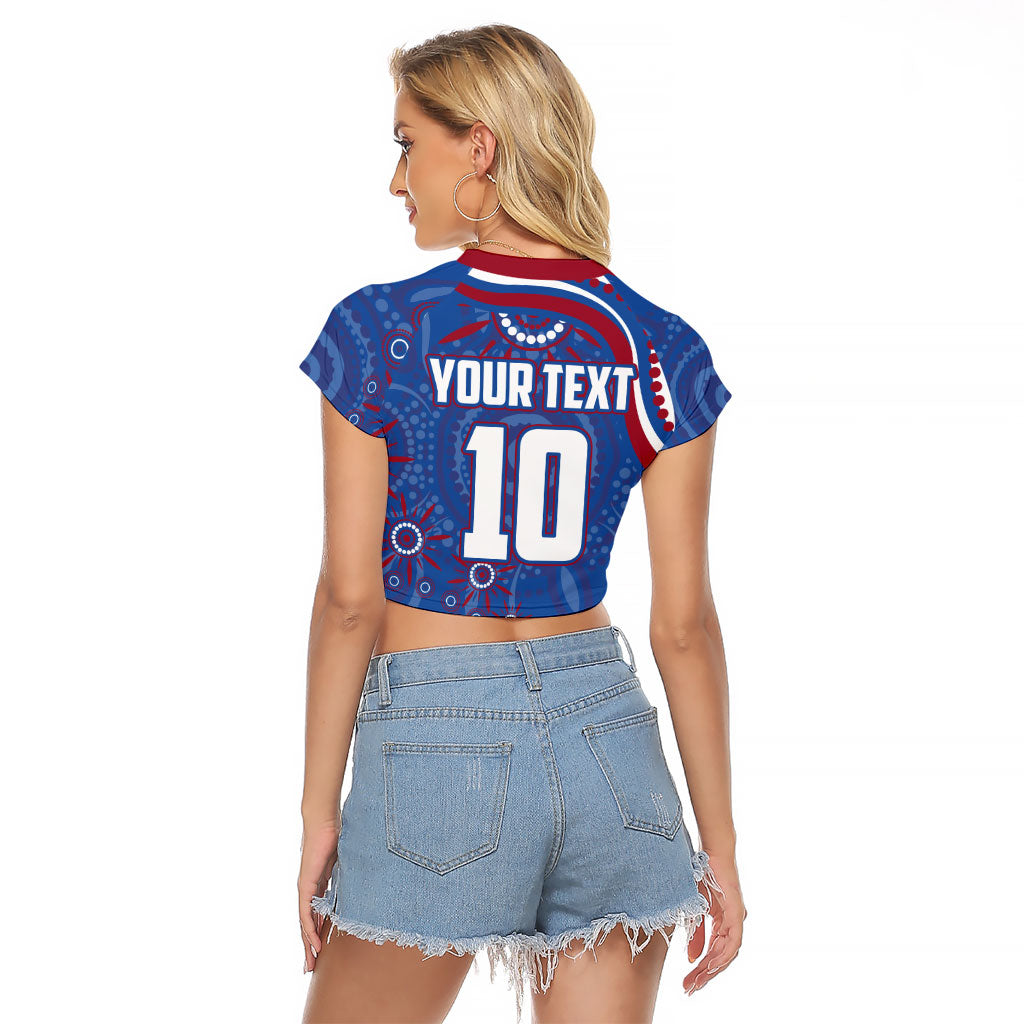 Personalized Western Bulldogs Football Mascot Raglan Cropped T Shirt Aboriginal Dot Art - Dreamtime Football Mascot