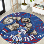 Personalized Western Bulldogs Football Mascot Round Carpet Aboriginal Dot Art - Dreamtime Football Mascot