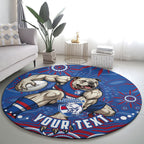 Personalized Western Bulldogs Football Mascot Round Carpet Aboriginal Dot Art - Dreamtime Football Mascot