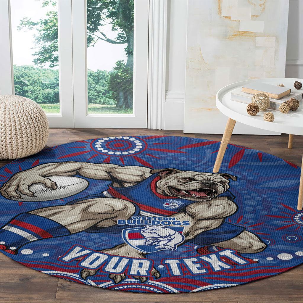 Personalized Western Bulldogs Football Mascot Round Carpet Aboriginal Dot Art - Dreamtime Football Mascot