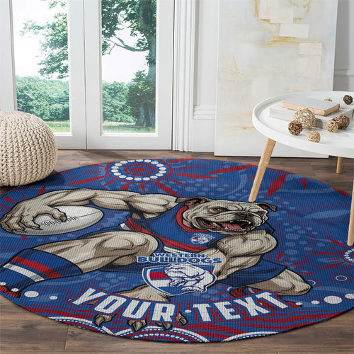 Personalized Western Bulldogs Football Mascot Round Carpet Aboriginal Dot Art - Dreamtime Football Mascot