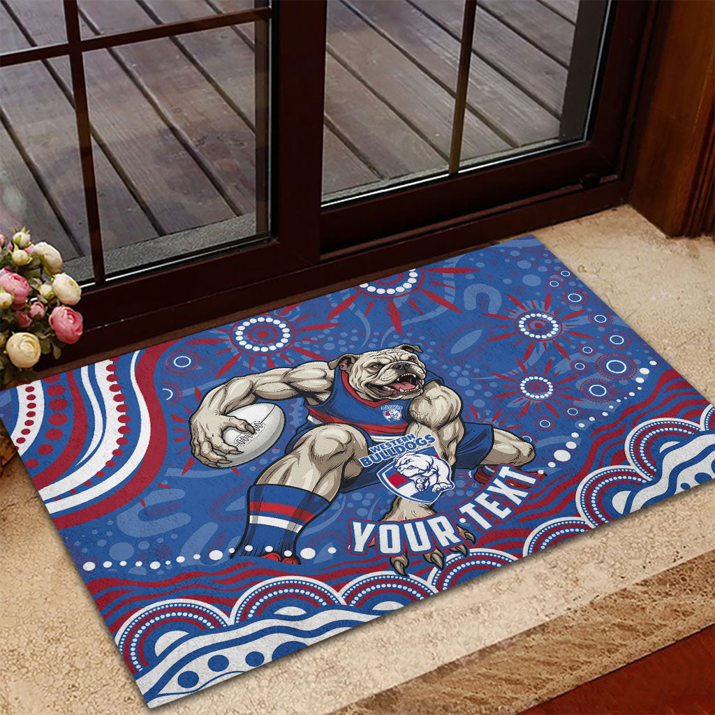 Personalized Western Bulldogs Football Mascot Rubber Doormat Aboriginal Dot Art - Dreamtime Football Mascot