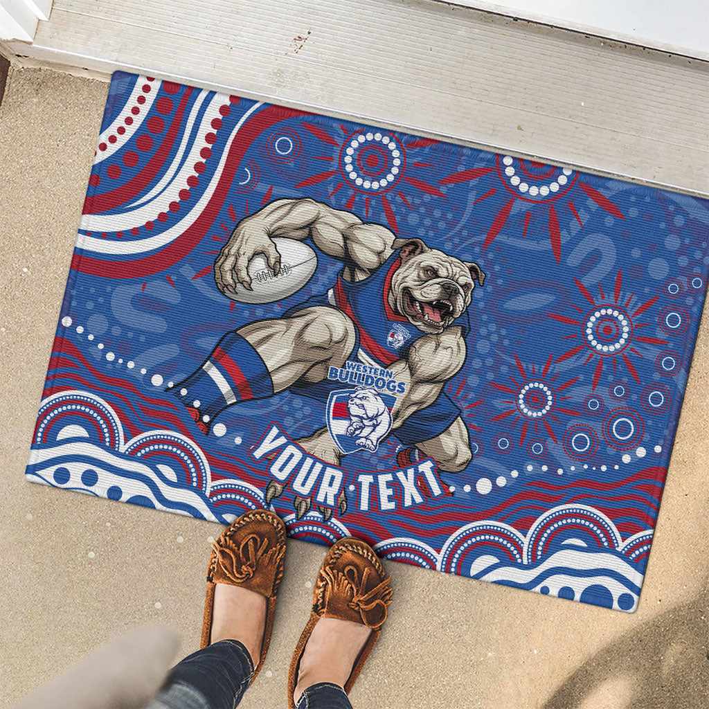 Personalized Western Bulldogs Football Mascot Rubber Doormat Aboriginal Dot Art - Dreamtime Football Mascot