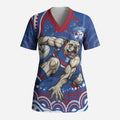 Personalized Western Bulldogs Football Mascot Scrub Top Aboriginal Dot Art - Dreamtime Football Mascot