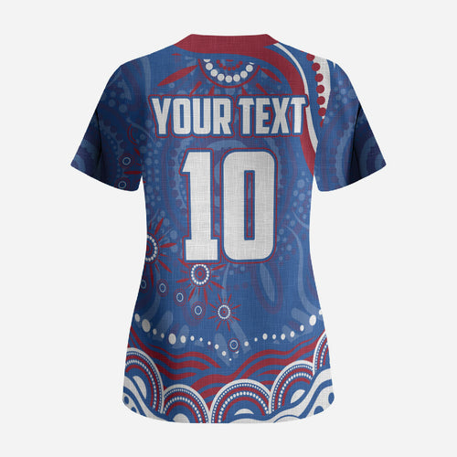 Personalized Western Bulldogs Football Mascot Scrub Top Aboriginal Dot Art - Dreamtime Football Mascot