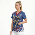 Personalized Western Bulldogs Football Mascot Scrub Top Aboriginal Dot Art - Dreamtime Football Mascot
