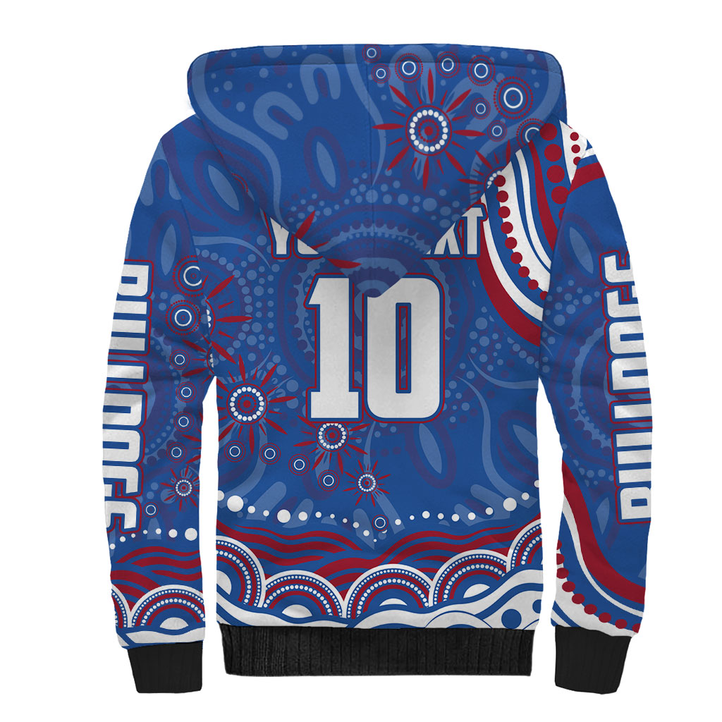 Personalized Western Bulldogs Football Mascot Sherpa Hoodie Aboriginal Dot Art - Dreamtime Football Mascot
