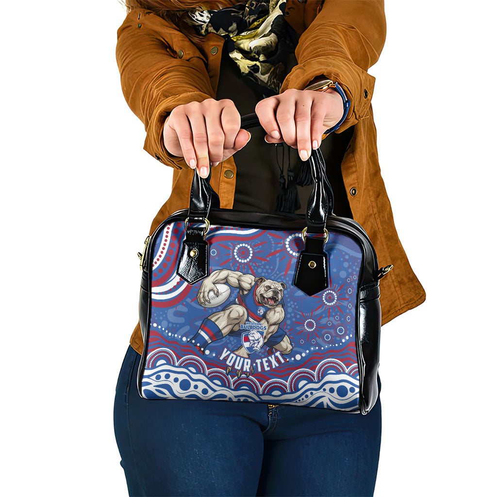 Personalized Western Bulldogs Football Mascot Shoulder Handbag Aboriginal Dot Art - Dreamtime Football Mascot