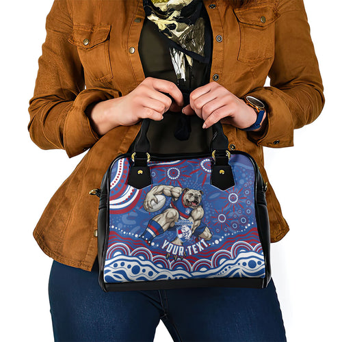 Personalized Western Bulldogs Football Mascot Shoulder Handbag Aboriginal Dot Art - Dreamtime Football Mascot