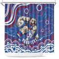 Personalized Western Bulldogs Football Mascot Shower Curtain Aboriginal Dot Art - Dreamtime Football Mascot