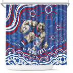 Personalized Western Bulldogs Football Mascot Shower Curtain Aboriginal Dot Art - Dreamtime Football Mascot