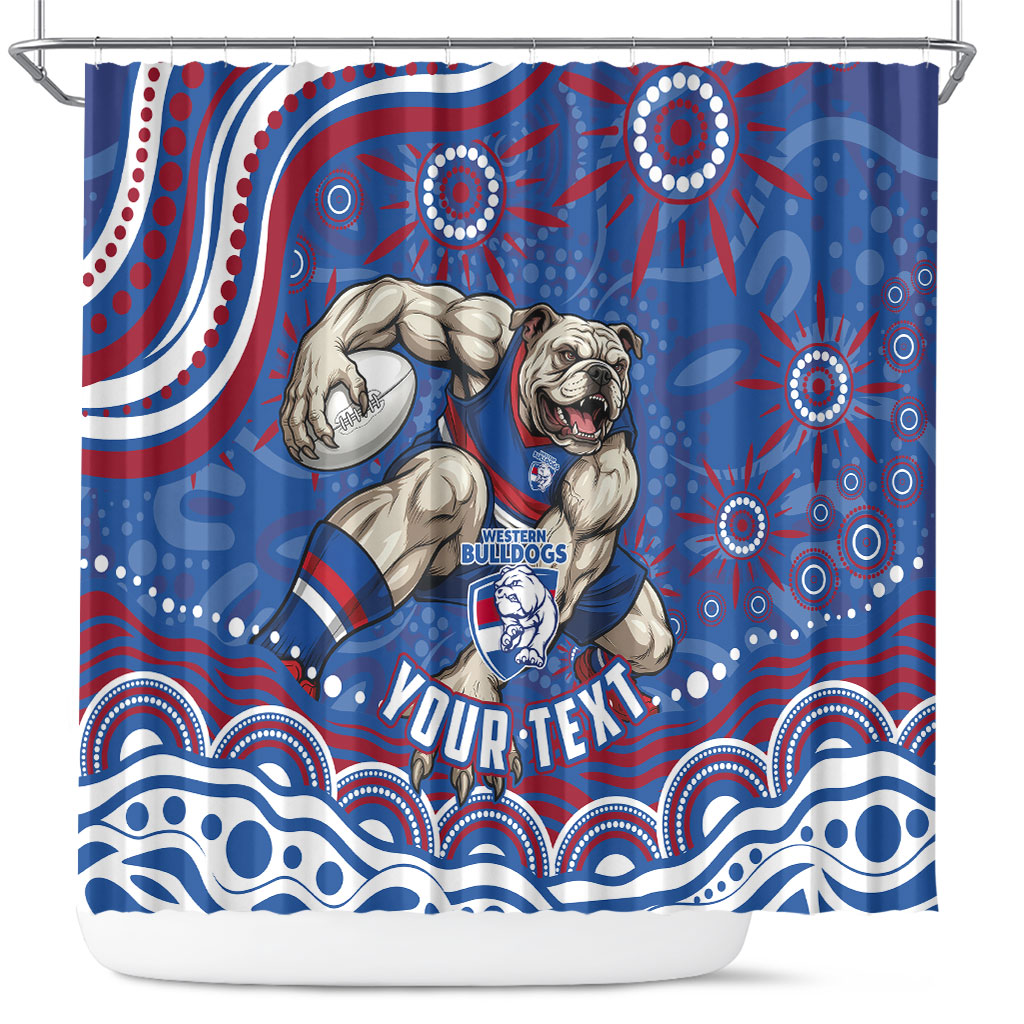 Personalized Western Bulldogs Football Mascot Shower Curtain Aboriginal Dot Art - Dreamtime Football Mascot