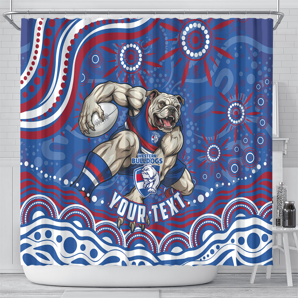 Personalized Western Bulldogs Football Mascot Shower Curtain Aboriginal Dot Art - Dreamtime Football Mascot