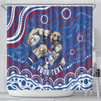 Personalized Western Bulldogs Football Mascot Shower Curtain Aboriginal Dot Art - Dreamtime Football Mascot