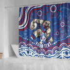 Personalized Western Bulldogs Football Mascot Shower Curtain Aboriginal Dot Art - Dreamtime Football Mascot