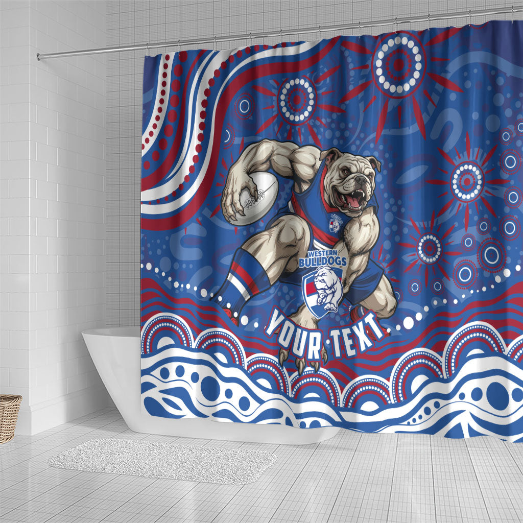 Personalized Western Bulldogs Football Mascot Shower Curtain Aboriginal Dot Art - Dreamtime Football Mascot