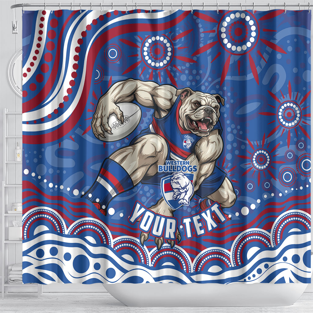 Personalized Western Bulldogs Football Mascot Shower Curtain Aboriginal Dot Art - Dreamtime Football Mascot