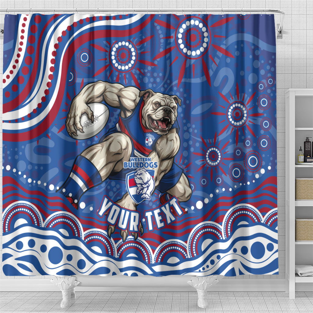 Personalized Western Bulldogs Football Mascot Shower Curtain Aboriginal Dot Art - Dreamtime Football Mascot