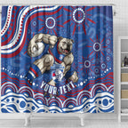 Personalized Western Bulldogs Football Mascot Shower Curtain Aboriginal Dot Art - Dreamtime Football Mascot