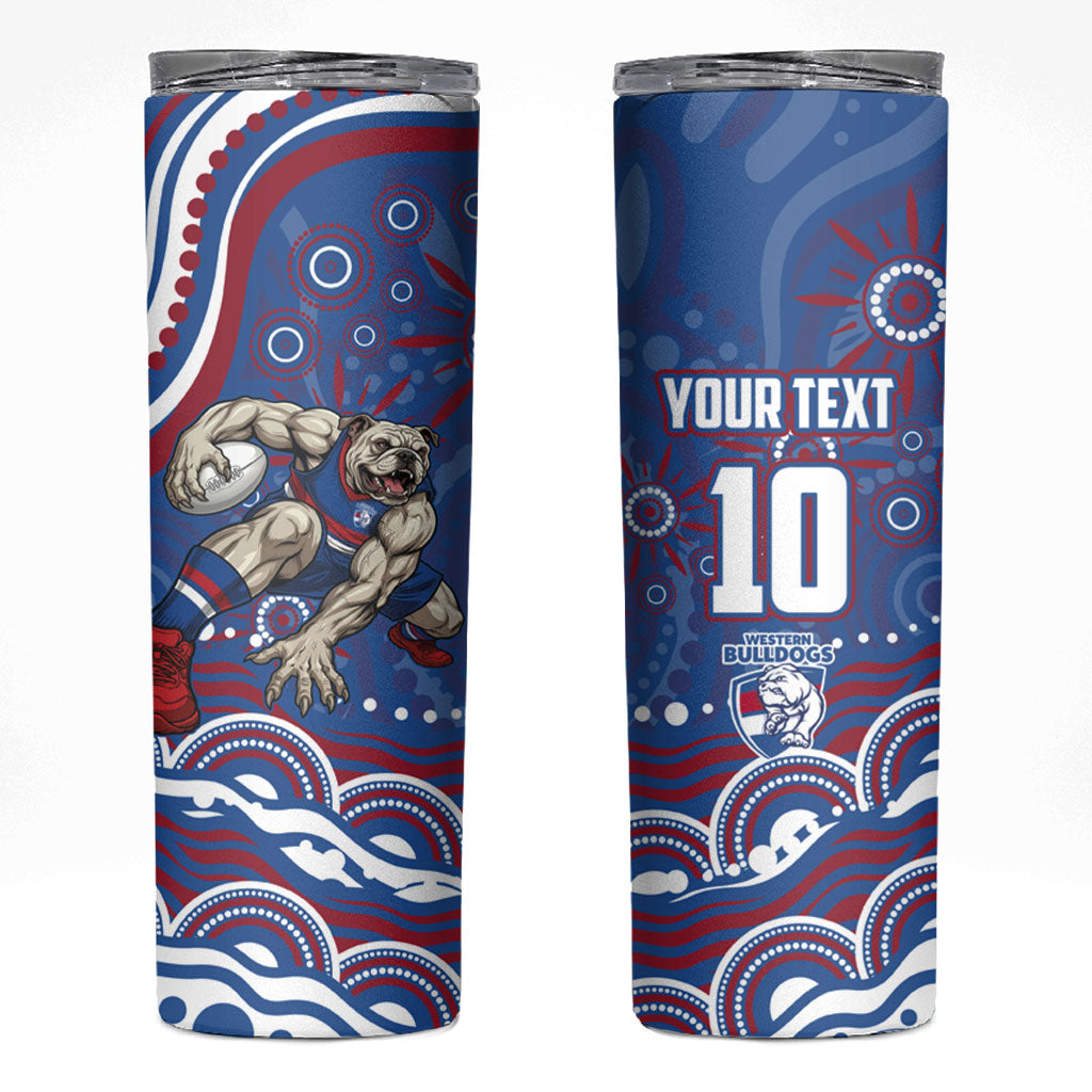 Personalized Western Bulldogs Football Mascot Skinny Tumbler Aboriginal Dot Art - Dreamtime Football Mascot