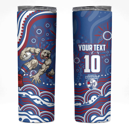 Personalized Western Bulldogs Football Mascot Skinny Tumbler Aboriginal Dot Art - Dreamtime Football Mascot