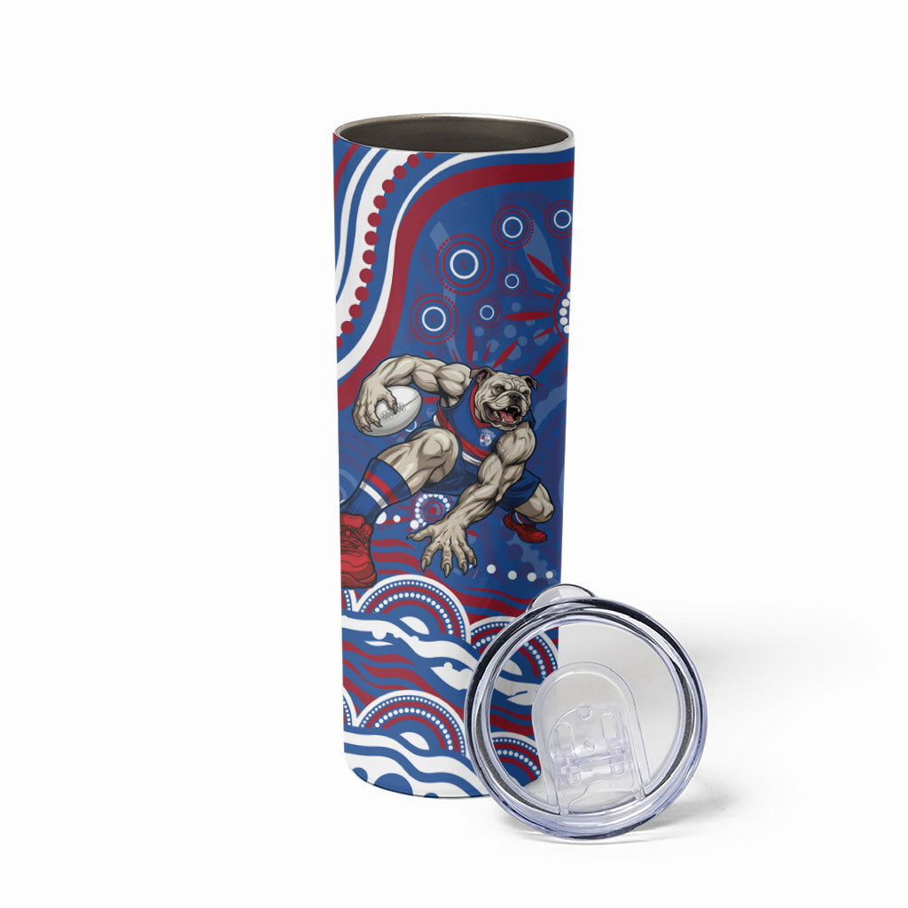 Personalized Western Bulldogs Football Mascot Skinny Tumbler Aboriginal Dot Art - Dreamtime Football Mascot