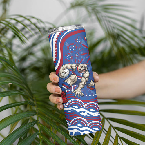 Personalized Western Bulldogs Football Mascot Skinny Tumbler Aboriginal Dot Art - Dreamtime Football Mascot