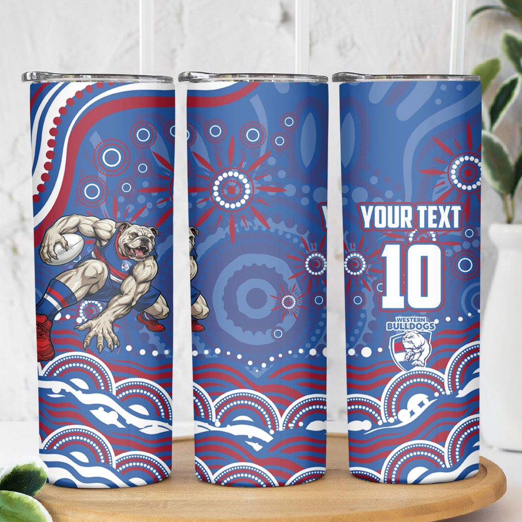 Personalized Western Bulldogs Football Mascot Skinny Tumbler Aboriginal Dot Art - Dreamtime Football Mascot