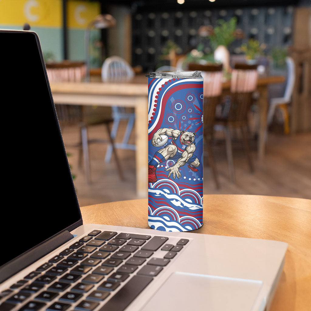 Personalized Western Bulldogs Football Mascot Skinny Tumbler Aboriginal Dot Art - Dreamtime Football Mascot