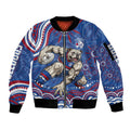 Personalized Western Bulldogs Football Mascot Sleeve Zip Bomber Jacket Aboriginal Dot Art - Dreamtime Football Mascot
